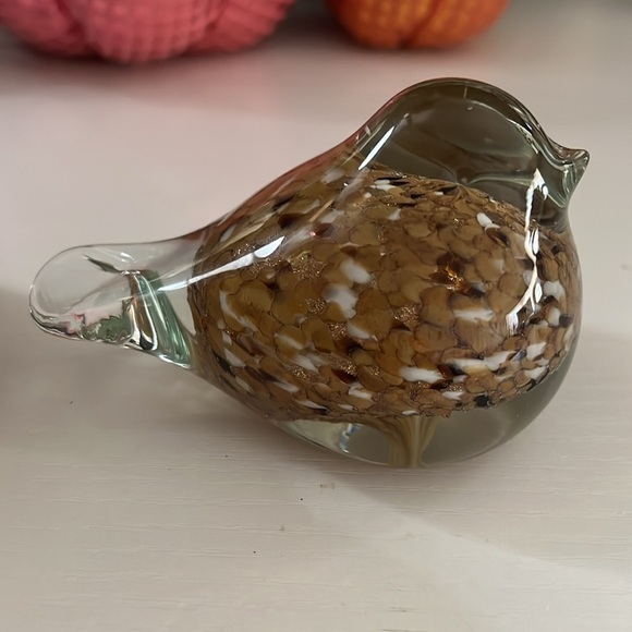 Brown & Gold Speckled Glass Birds Mother and Baby Paperweights - Picture 2 of 5